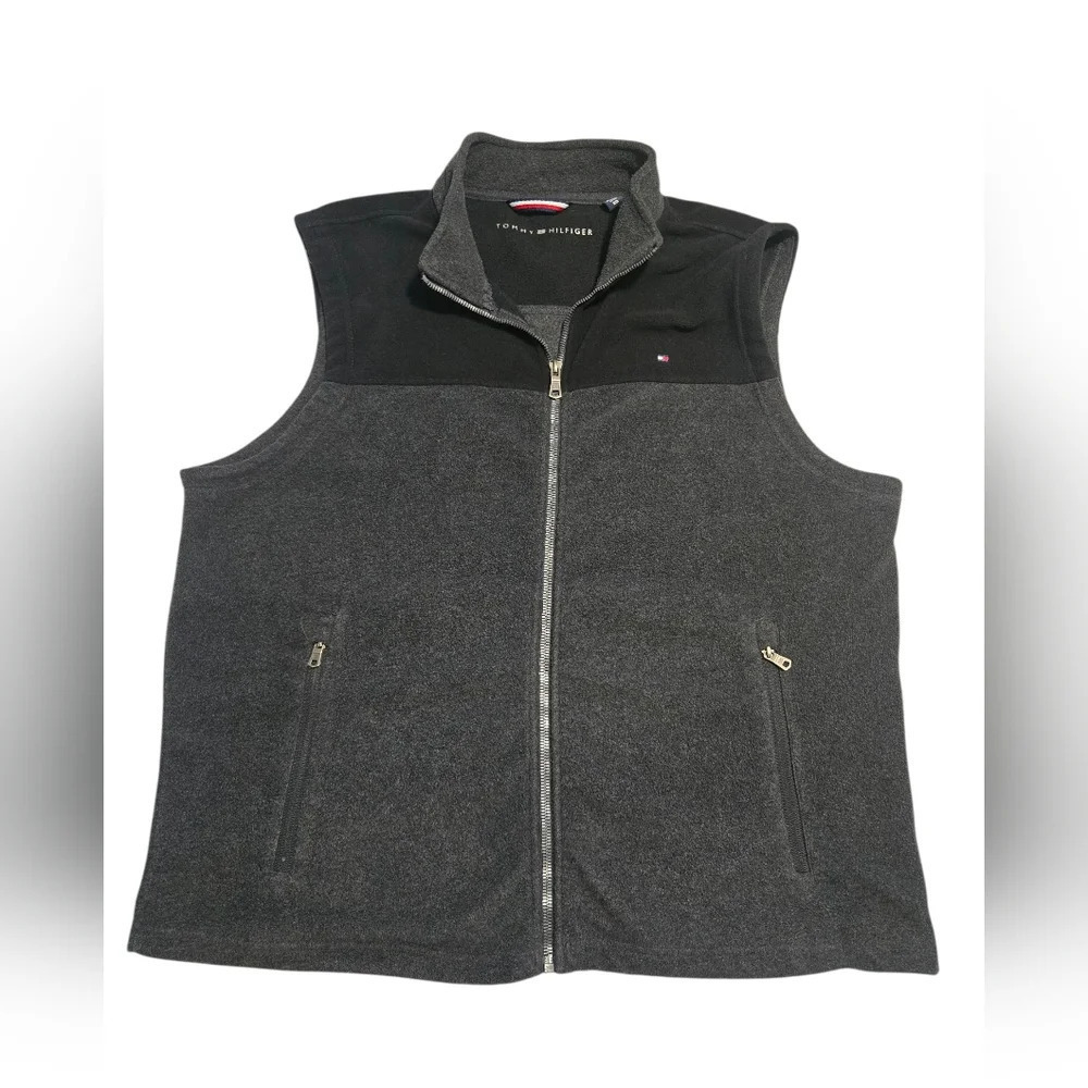 Tommy Hilfiger Men's Fleece Vest Stand Up Collar And Zipper Pockets XL - Picture 2 of 5
